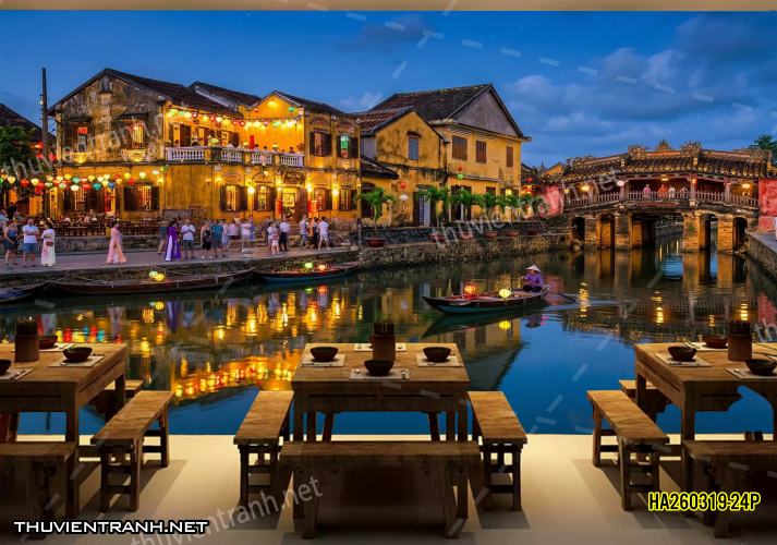 Tranh dán tường phố cổ Hội AnHA260319-24P - Tranh tường chất lượng cao